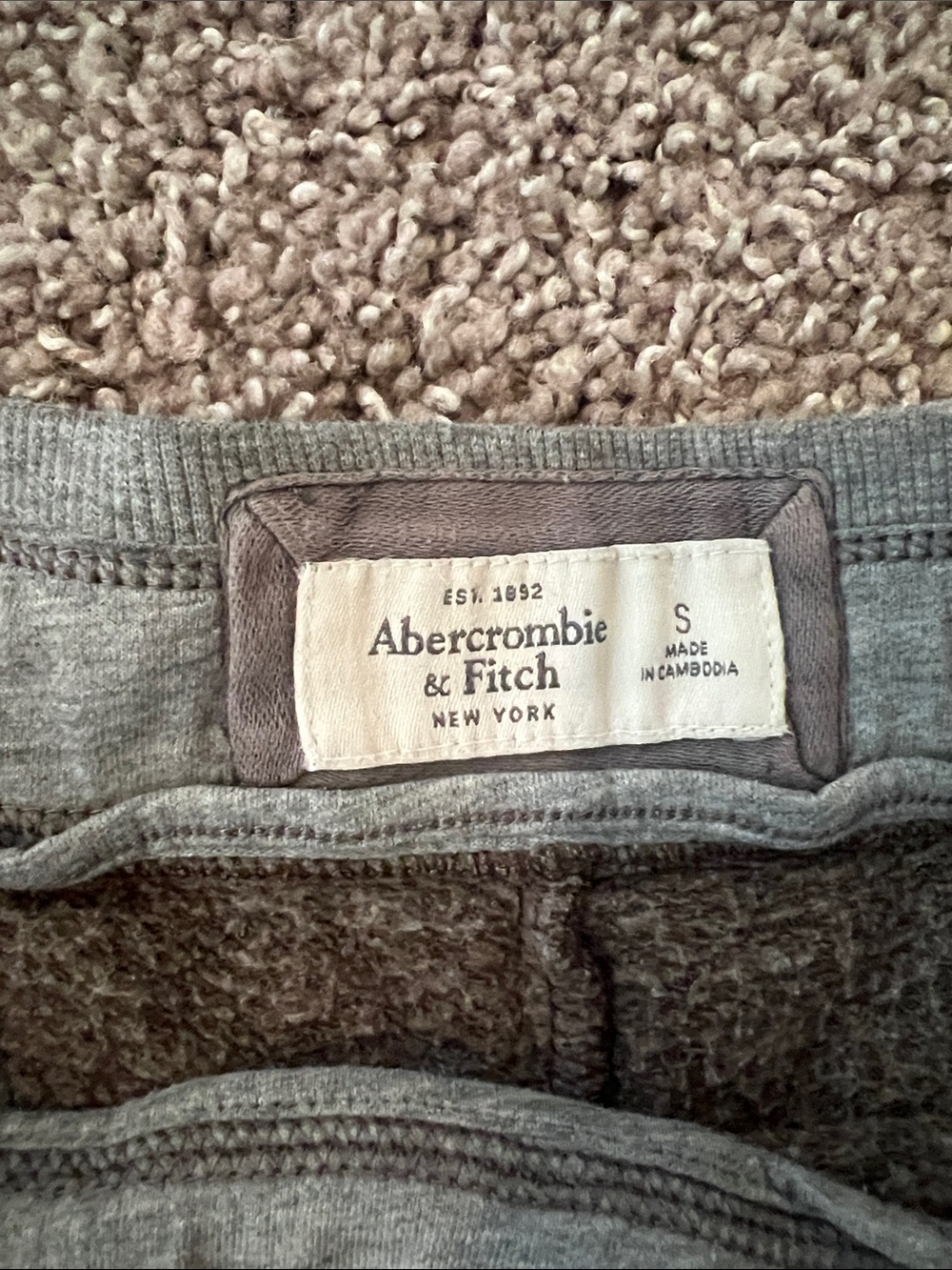 Abercrombie & Fitch Brown Athletic Drawstring Shorts with Red '9' - Picture 3 of 3